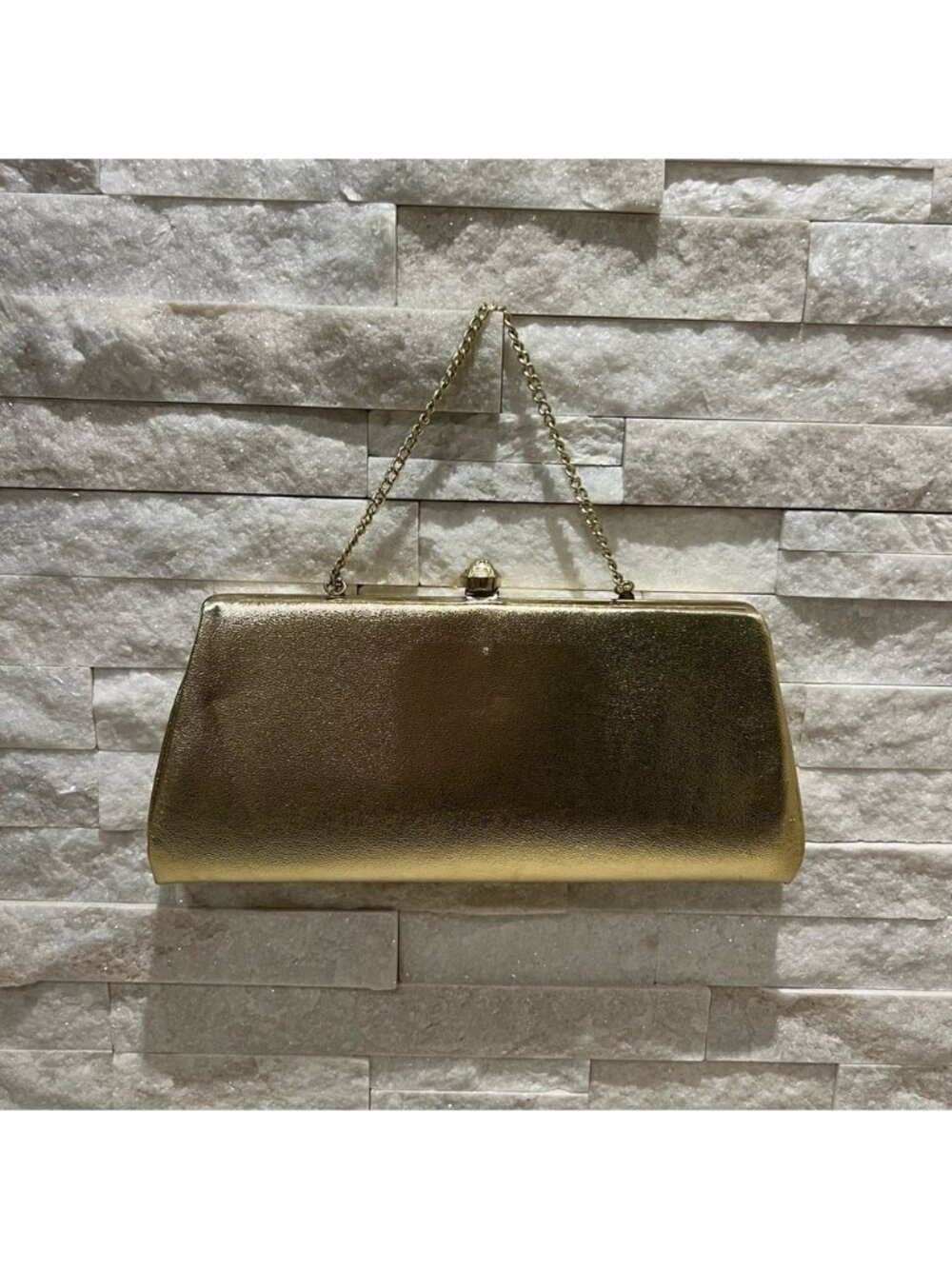 Vintage Elegant Gold Vinyl Small Clutch Old Money Classic